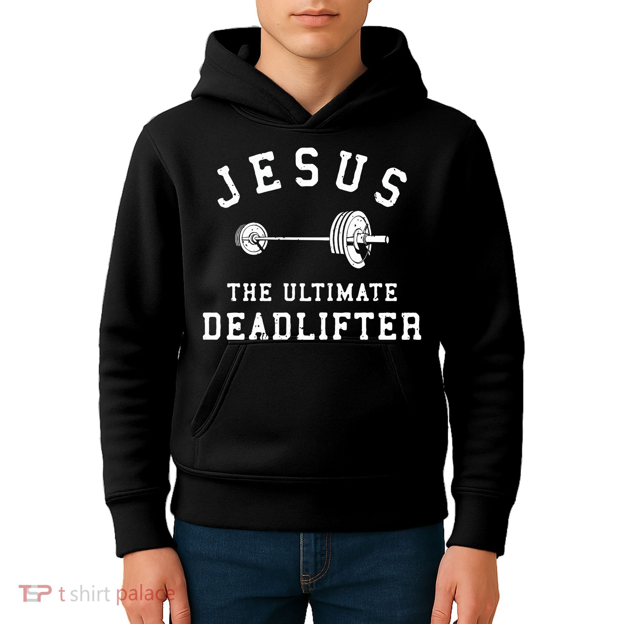 Jesus The Ultimate Deadlifter Christian Gym Workout Exercise Kids Hoodie