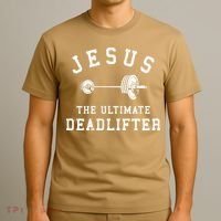 Jesus The Ultimate Deadlifter Christian Gym Workout Exercise T-Shirt thumb 3