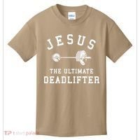 Jesus The Ultimate Deadlifter Christian Gym Workout Exercise Kids T-Shirt thumb 0