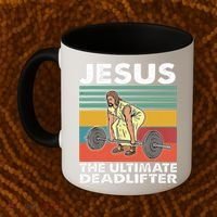 Jesus The Ultimate Deadlifter Funny Jesus Lifting Gym Coffee Mug thumb 2