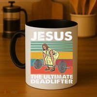 Jesus The Ultimate Deadlifter Funny Jesus Lifting Gym Coffee Mug thumb 4