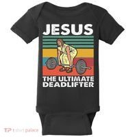 Jesus The Ultimate Deadlifter Funny Jesus Lifting Gym Baby Bodysuit thumb 0
