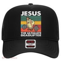 Jesus The Ultimate Deadlifter Funny Jesus Lifting Gym Hat thumb 0