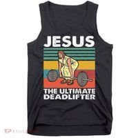 Jesus The Ultimate Deadlifter Funny Jesus Lifting Gym Tank Top thumb 0