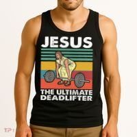 Jesus The Ultimate Deadlifter Funny Jesus Lifting Gym Tank Top thumb 3