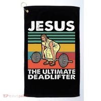 Jesus The Ultimate Deadlifter Funny Jesus Lifting Gym Golf Towel thumb 0