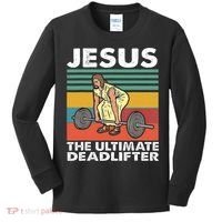 Jesus The Ultimate Deadlifter Funny Jesus Lifting Gym Kids Long Sleeve Shirt thumb 0