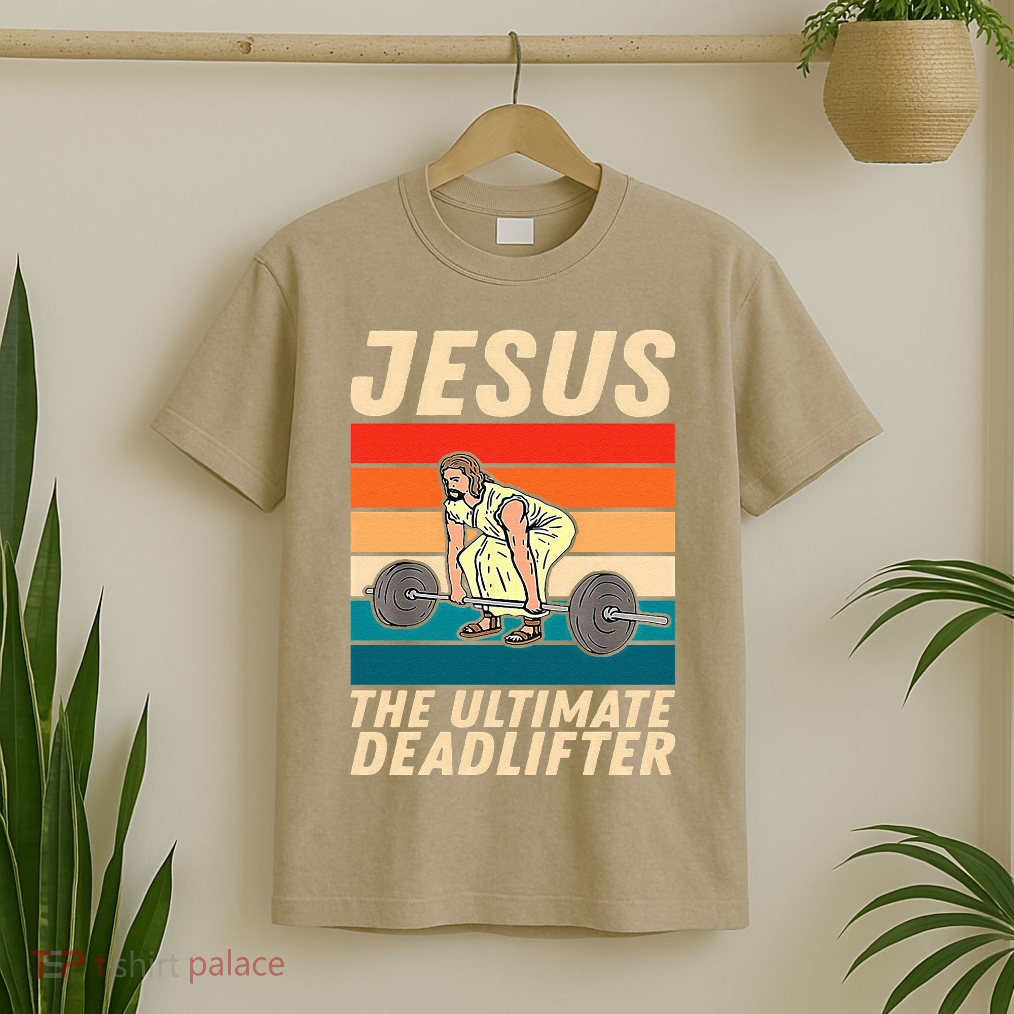 Jesus The Ultimate Deadlifter Funny Vintage Gym Christian T-Shirt