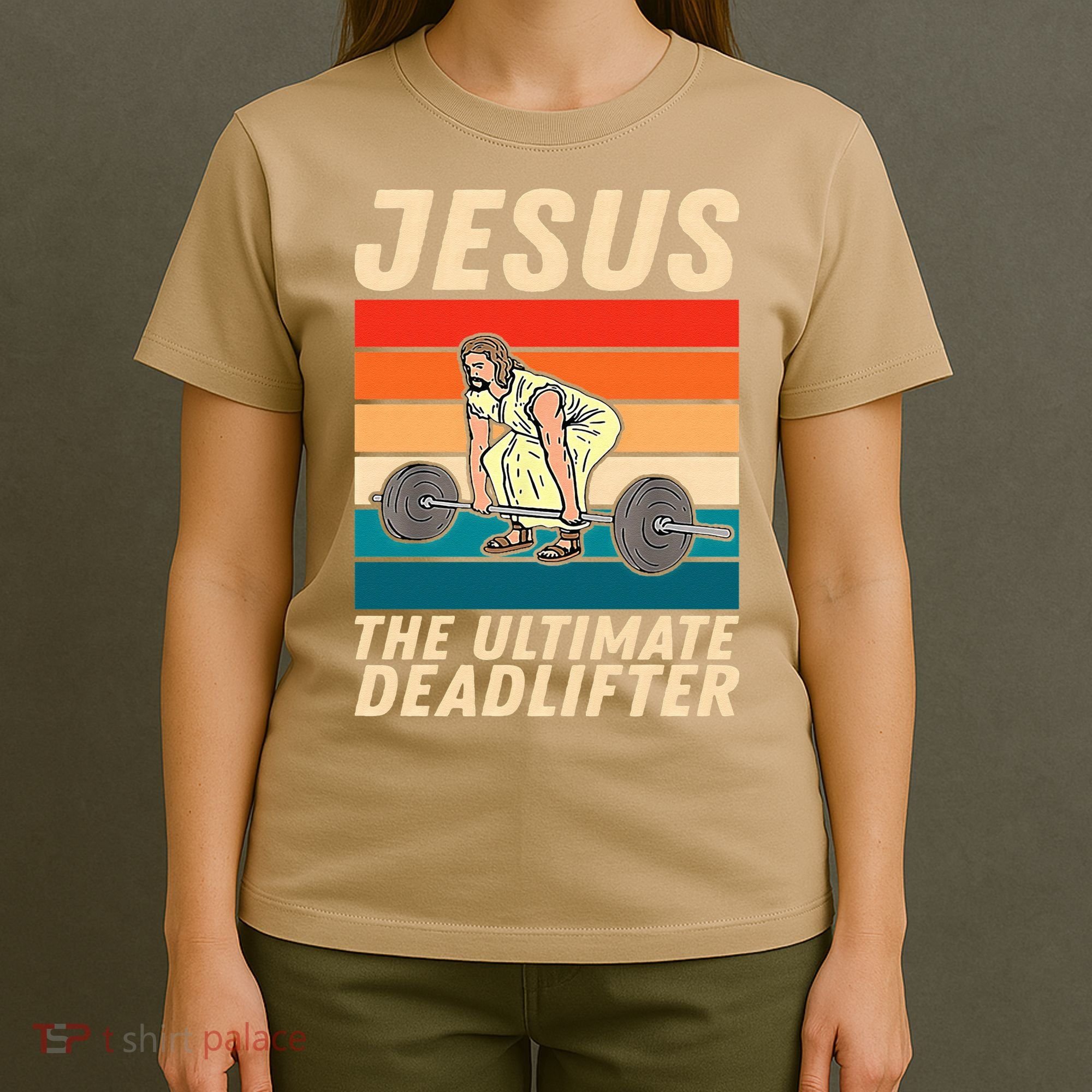 Jesus The Ultimate Deadlifter Funny Vintage Gym Christian T-Shirt