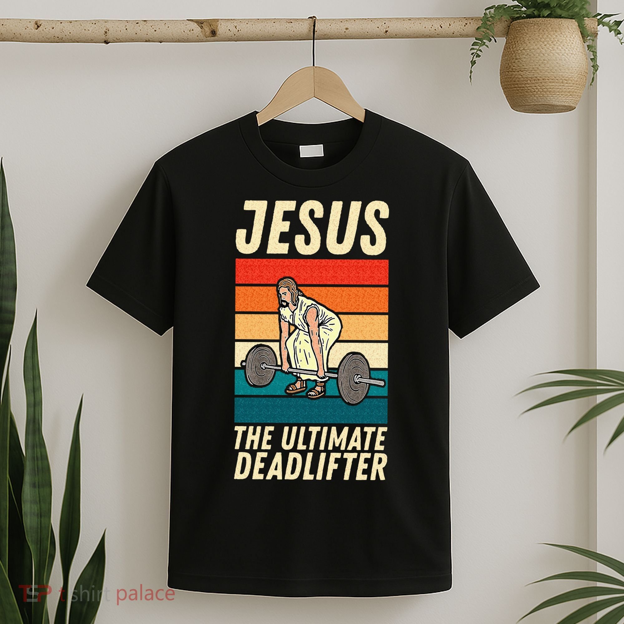 Jesus The Ultimate Deadlifter Funny Vintage Gym Christian Sweat T-Shirt