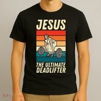 Jesus The Ultimate Deadlifter Funny Vintage Gym Christian Sweat T-Shirt thumb 3