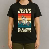 Jesus The Ultimate Deadlifter Funny Vintage Gym Christian Sweat T-Shirt thumb 4