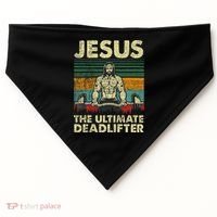 Jesus The Ultimate Deadlifter Funny Christian Workout Jesus USA-Made Doggie Bandana thumb 0