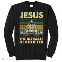 Jesus The Ultimate Deadlifter Funny Christian Workout Jesus Sweatshirt thumb 0