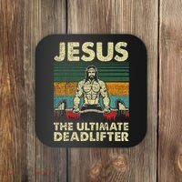 Jesus The Ultimate Deadlifter Funny Christian Workout Jesus Coaster thumb 0