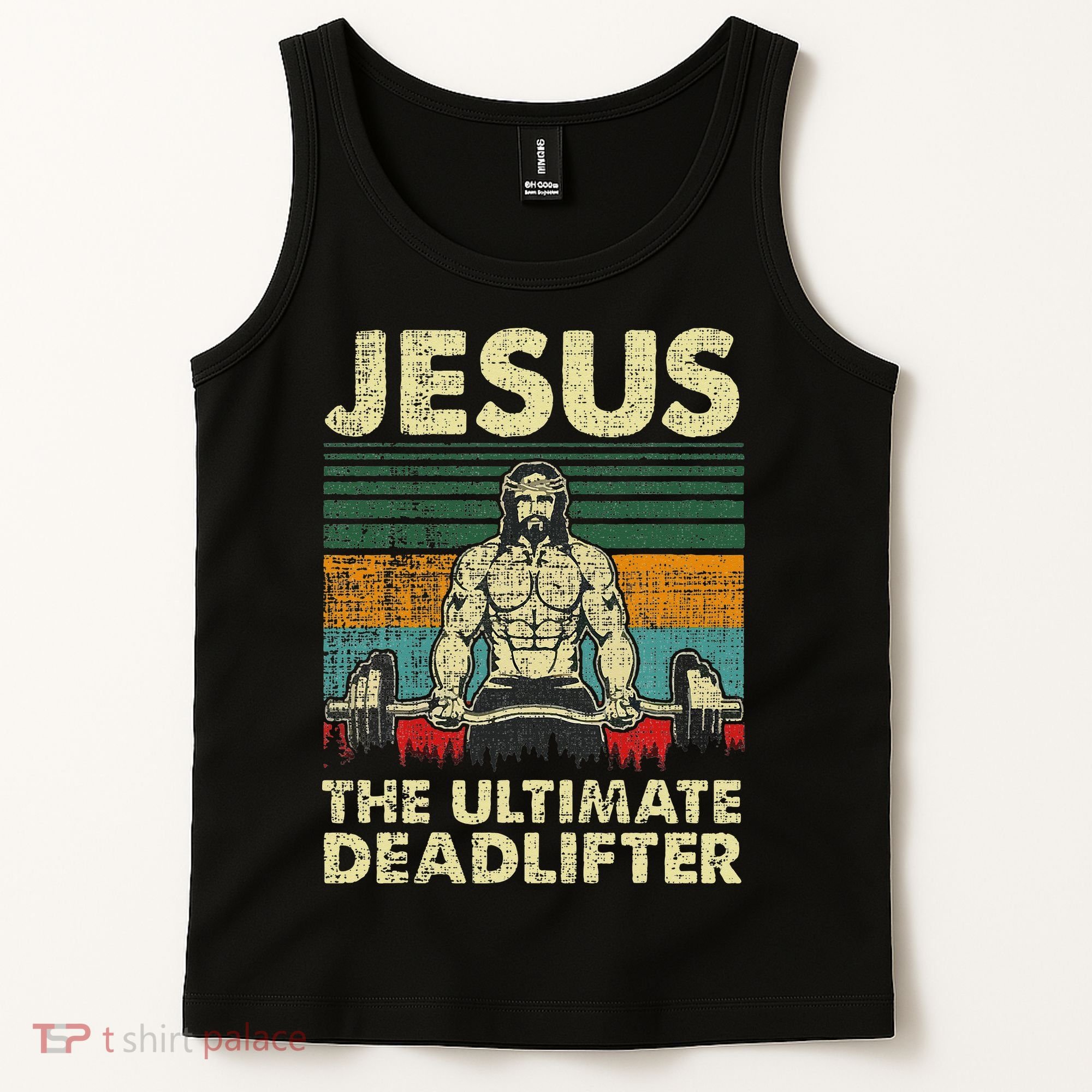Jesus The Ultimate Deadlifter Funny Christian Workout Jesus Tank Top