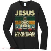 Jesus The Ultimate Deadlifter Funny Christian Workout Jesus Women's Long Sleeve Shirt thumb 0