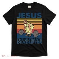 Jesus The Ultimate Deadlifter Funny Vintage Gym Christian T-Shirt thumb 0