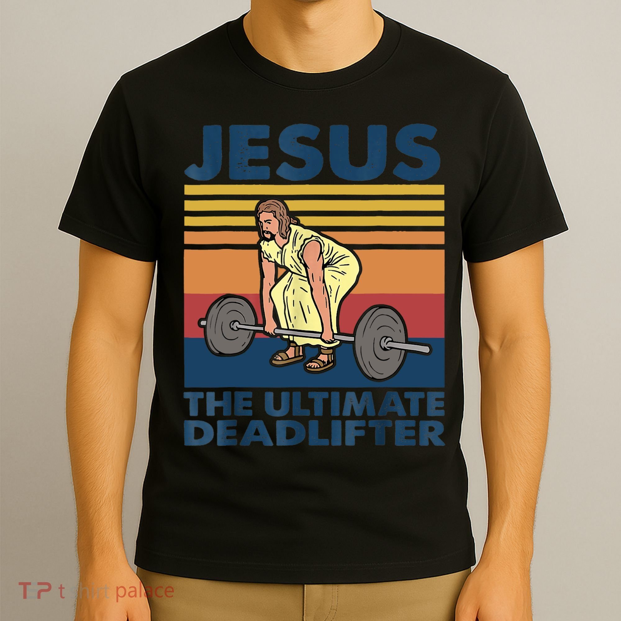 Jesus The Ultimate Deadlifter Funny Vintage Gym Christian T-Shirt