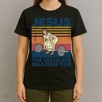 Jesus The Ultimate Deadlifter Funny Vintage Gym Christian T-Shirt thumb 4