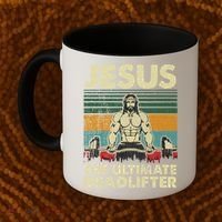 Jesus The Ultimate Deadlifter Funny Christian Workout Jesus Gift Coffee Mug thumb 2