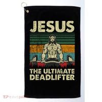 Jesus The Ultimate Deadlifter Funny Christian Workout Jesus Gift Golf Towel thumb 0