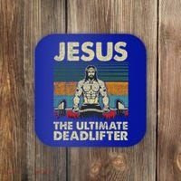 Jesus The Ultimate Deadlifter Funny Christian Workout Jesus Gift Coaster thumb 0