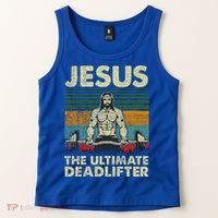 Jesus The Ultimate Deadlifter Funny Christian Workout Jesus Gift Tank Top thumb 2