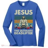 Jesus The Ultimate Deadlifter Funny Christian Workout Jesus Gift Women's Long Sleeve Shirt thumb 0