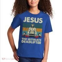 Jesus The Ultimate Deadlifter Funny Christian Workout Jesus Gift Kids T-Shirt thumb 2