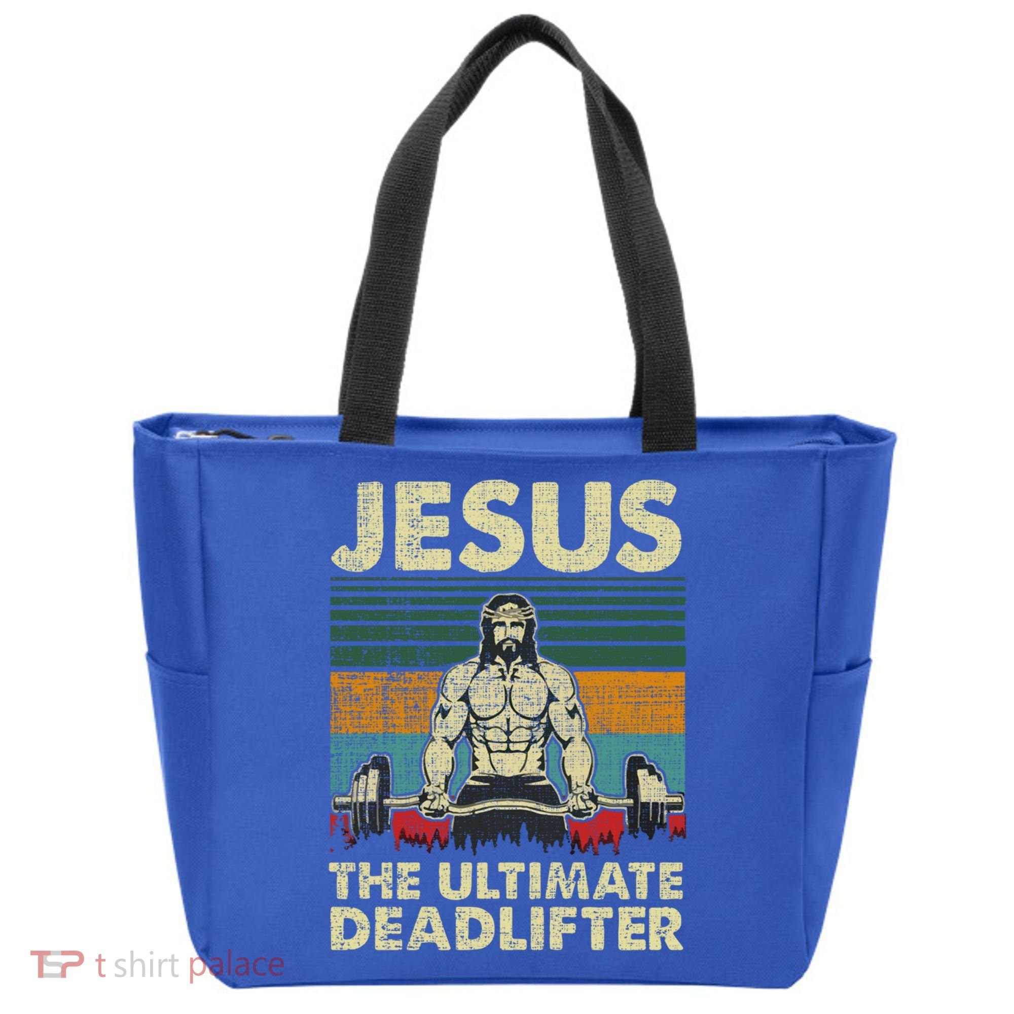 Jesus The Ultimate Deadlifter Funny Christian Workout Jesus Gift Tote Bag