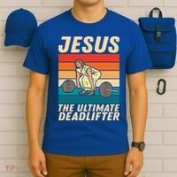 Jesus The Ultimate Deadlifter Funny Vintage Gym Christian Gift T-Shirt thumb 6