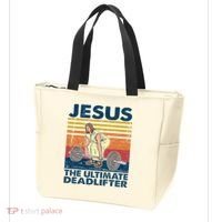 Jesus The Ultimate Deadlifter Funny Christian Gym Tote Bag thumb 3