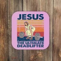 Jesus The Ultimate Deadlifter Funny Christian Gym Coaster thumb 0