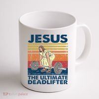 Jesus The Ultimate Deadlifter Funny Christian Gym Coffee Mug thumb 1