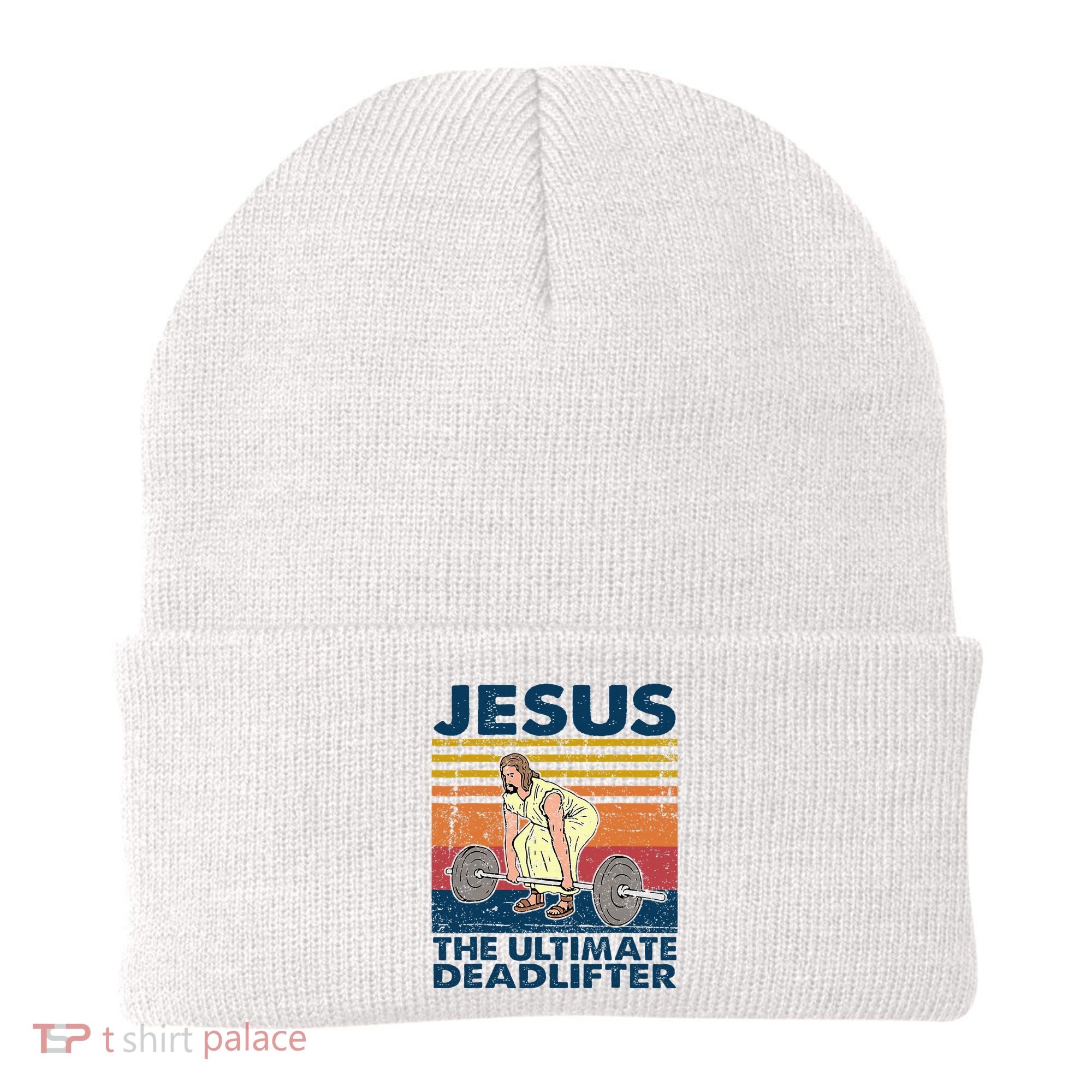 Jesus The Ultimate Deadlifter Funny Christian Gym Beanie