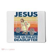 Jesus The Ultimate Deadlifter Funny Christian Gym Mousepad thumb 0