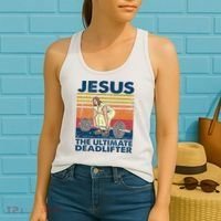 Jesus The Ultimate Deadlifter Funny Christian Gym Women's Tank Top thumb 2