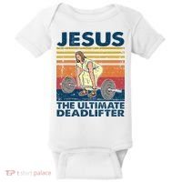 Jesus The Ultimate Deadlifter Funny Christian Gym Baby Bodysuit thumb 0