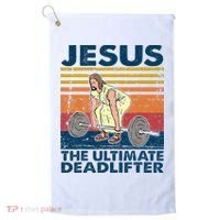 Jesus The Ultimate Deadlifter Funny Christian Gym Golf Towel thumb 0
