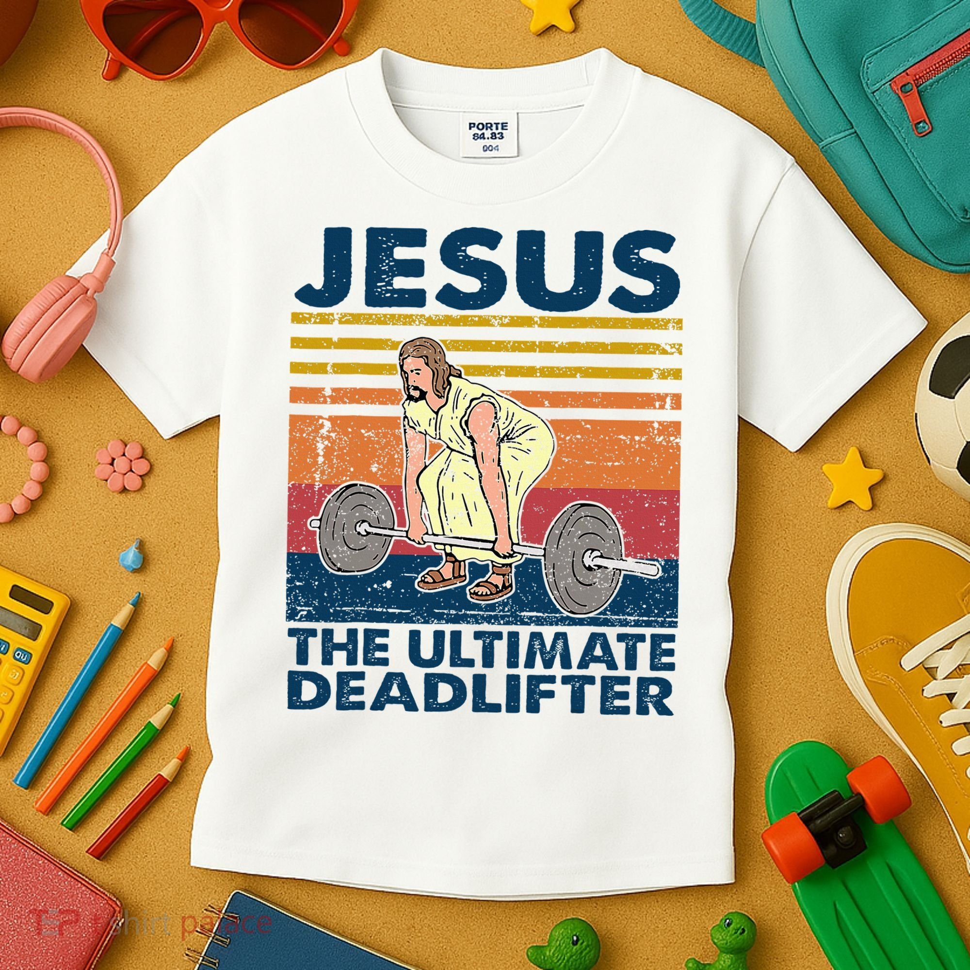 Jesus The Ultimate Deadlifter Funny Christian Gym Kids T-Shirt