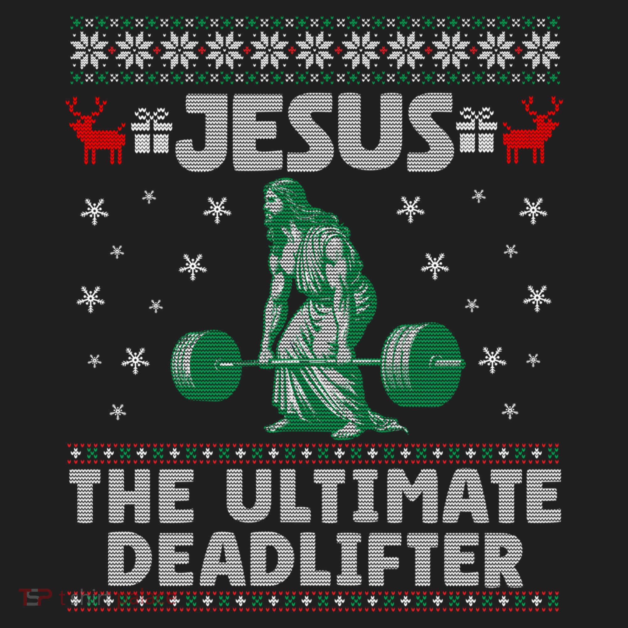 Jesus The Ultimate Deadlifter Christmas Ugly Sweater Cool Gift Golf Towel
