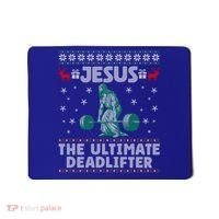Jesus The Ultimate Deadlifter Christmas Ugly Sweater Cool Gift Mousepad thumb 0