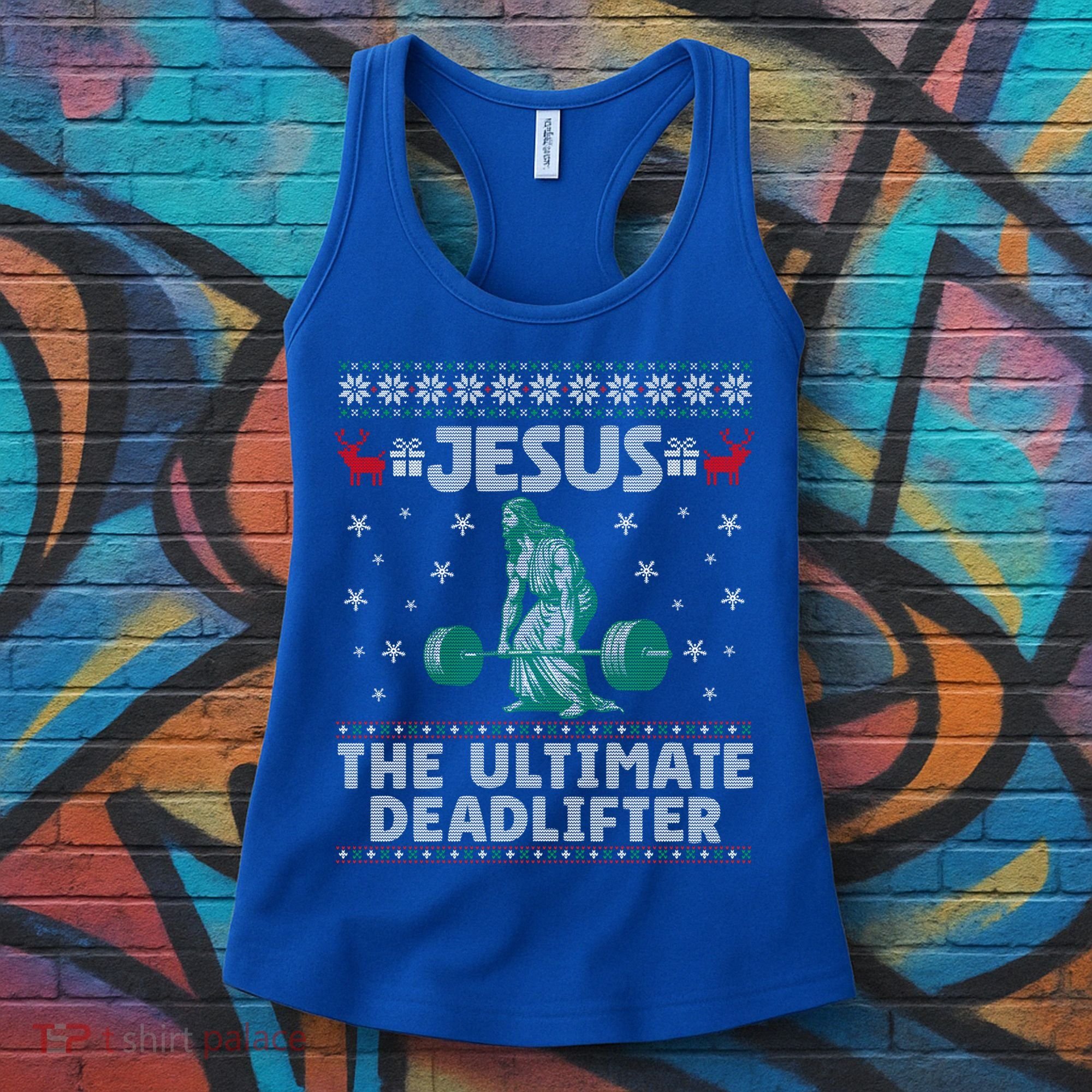 Jesus The Ultimate Deadlifter Christmas Ugly Sweater Cool Gift Women's Tank Top