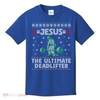 Jesus The Ultimate Deadlifter Christmas Ugly Sweater Cool Gift Kids T-Shirt thumb 0
