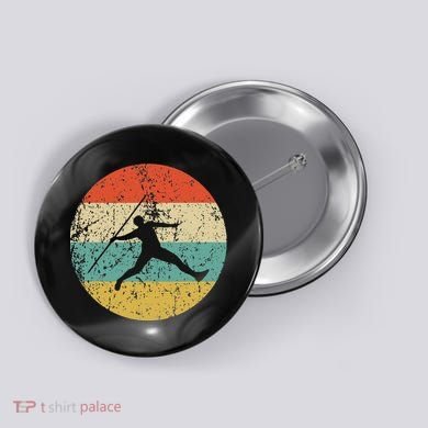 Javelin Throw Vintage Retro Track And Field Button