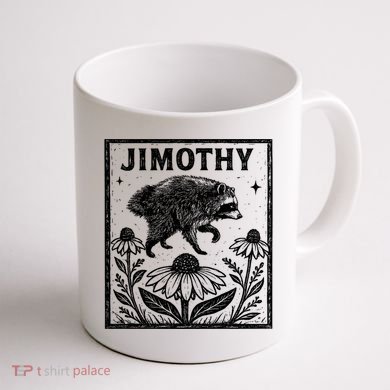 Jimothy Trendy Viral Raccoon Meme Coffee Mug back