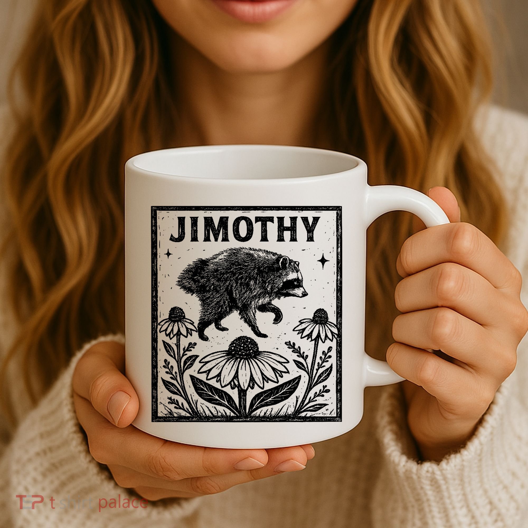 Jimothy Trendy Viral Raccoon Meme Coffee Mug