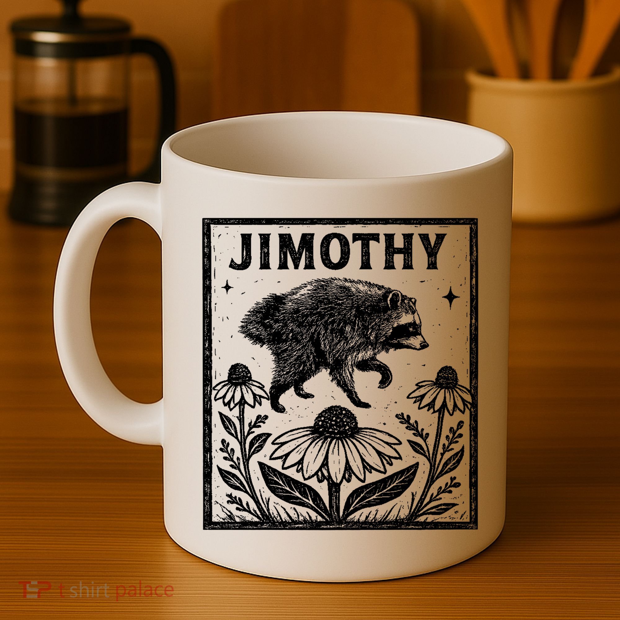 Jimothy Trendy Viral Raccoon Meme Coffee Mug