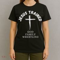 Jesus Trained Wrestling Jesus Trained God Family Wrestling T-Shirt thumb 4